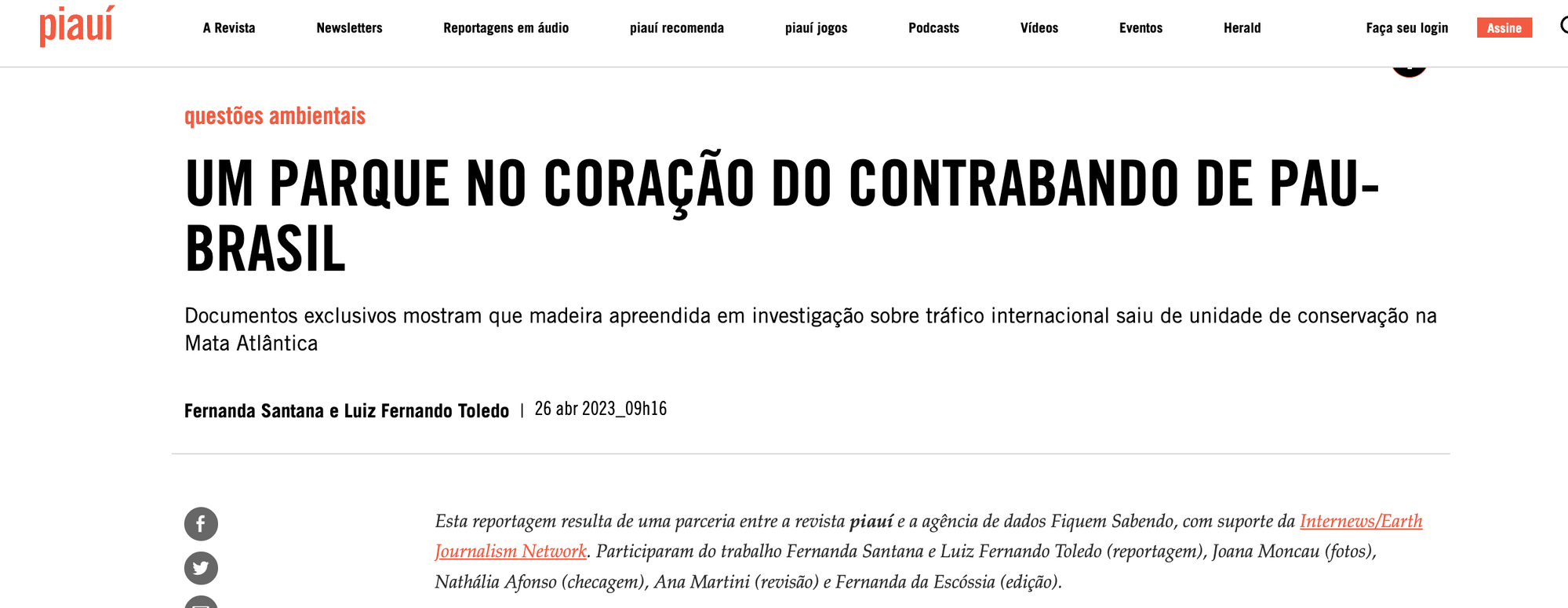 Piauí · Um parque no coração do contrabando de pau-brasil