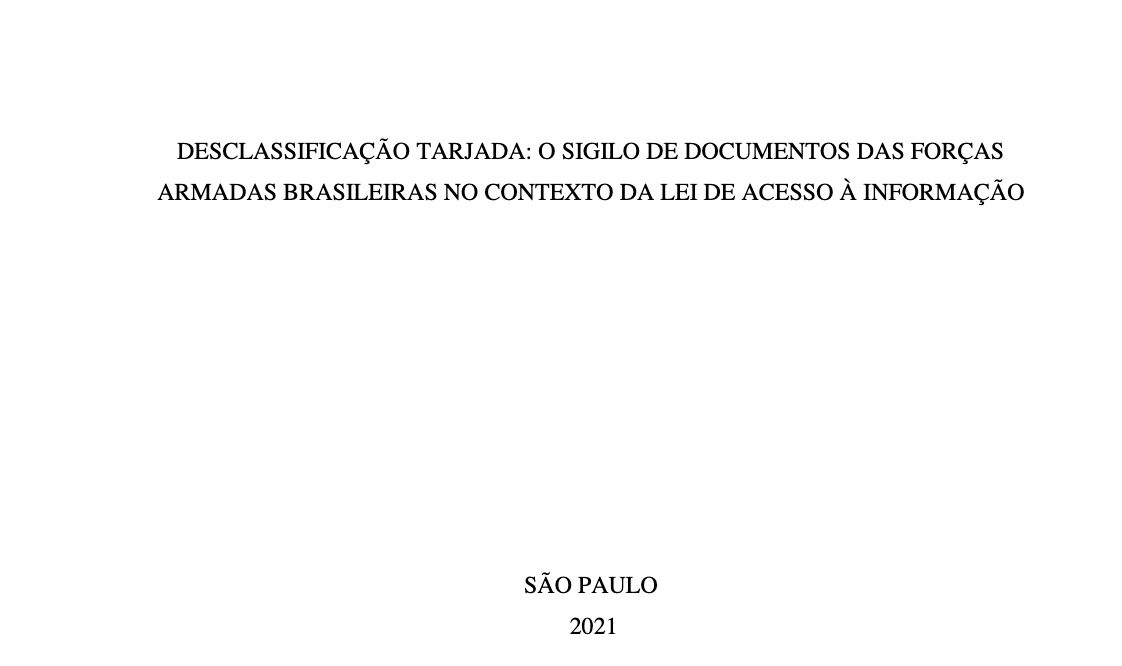 Dissertação sobre sigilo de documentos das Forças Armadas