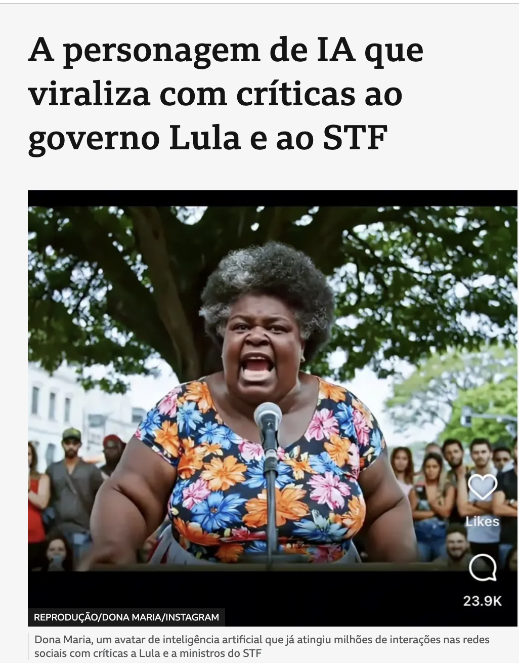 A personagem de IA que viraliza com críticas ao governo Lula e ao STF